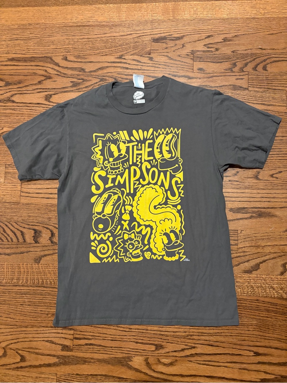 The Simpsons Graphic Tee in Charcoal with Yellow Print